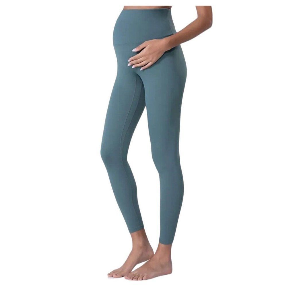 PoshdivahβLeggings Womenβs M Green Maternity Yoga Lounge 25β Over TheβBellyβ